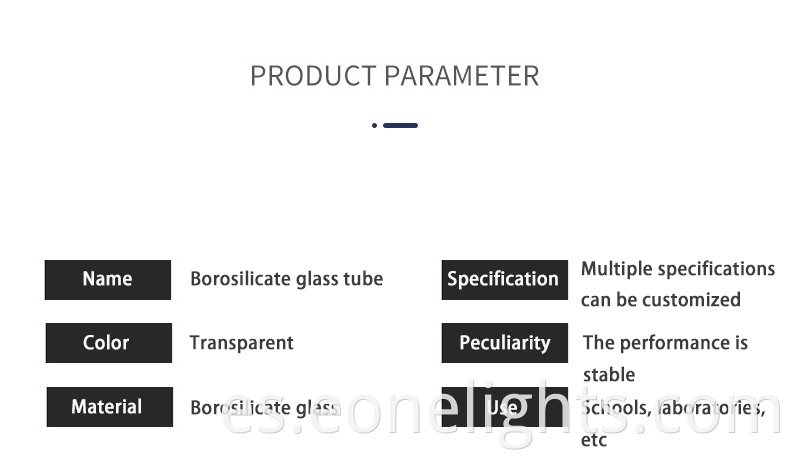 Tubo de vidrio transparente resistente al calor de vidrio de cuarzo/vidrio de borosilicato